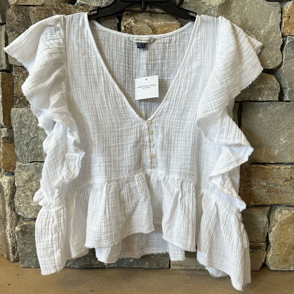 NWT - American Eagle Women’s Blouse, White, Size XL